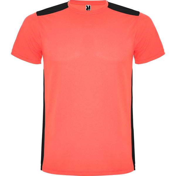 Camiseta Detroit - CORAL FLUOR/NEGRO