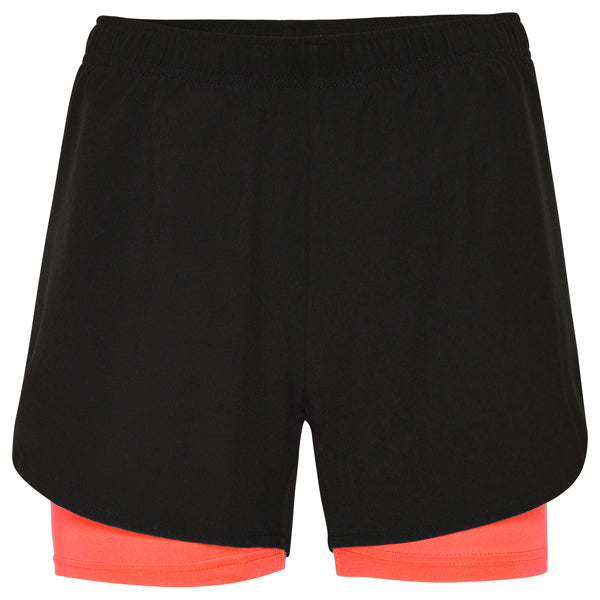 Pantalón corto Lanus - NEGRO/CORAL FLUOR