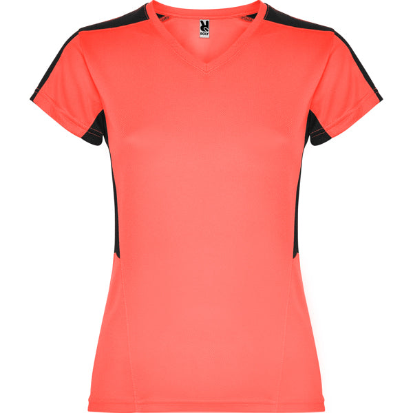 Camiseta Suzuka - CORAL FLUOR/NEGRO